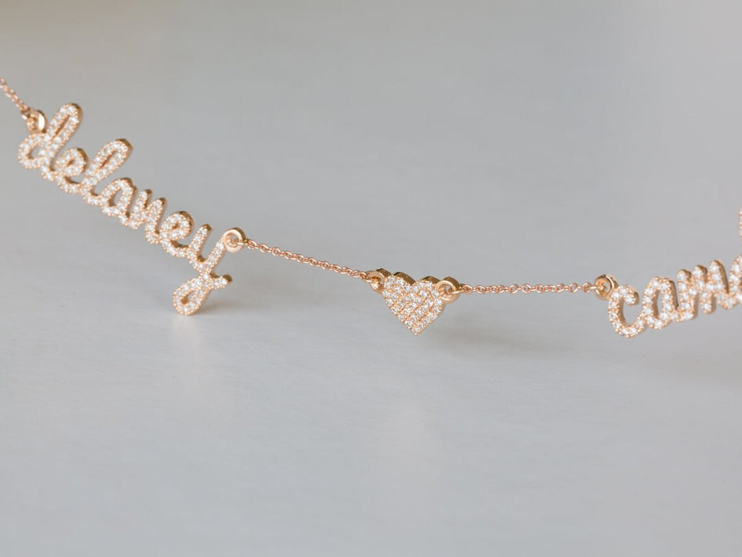 Mother's Day Gift Personalized Diamond Heart Name Necklace