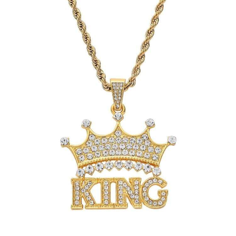 Christmas Gift Diamond Crown Name Necklace 18K Gold Sparkling Necklace MelodyNecklace