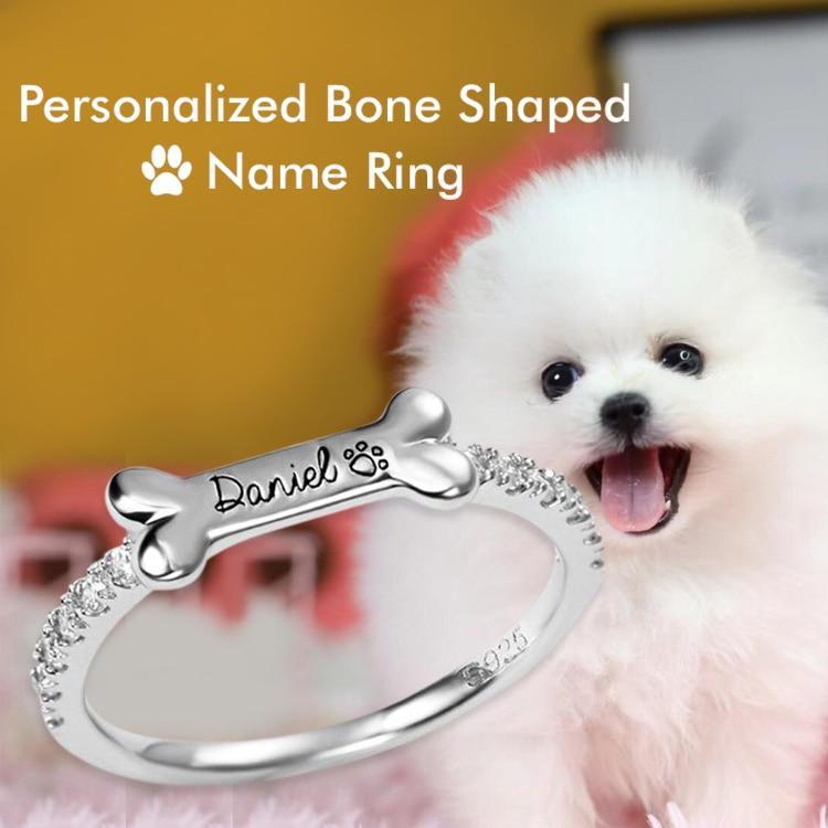 Christmas Gift Personalized Bone Shaped Name Ring Ring MelodyNecklace