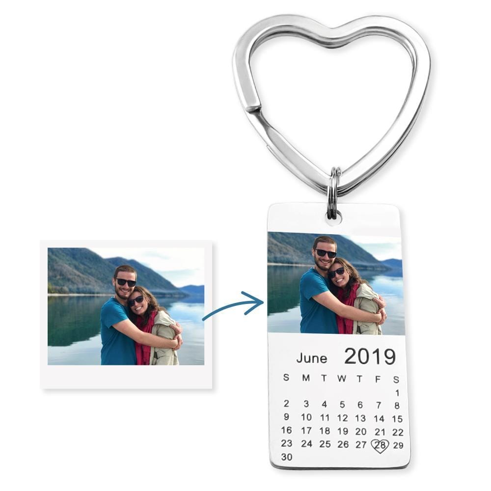 Christmas Gift personalized colour photo calendar keychain love date gift Titanium steel Keychain MelodyNecklace