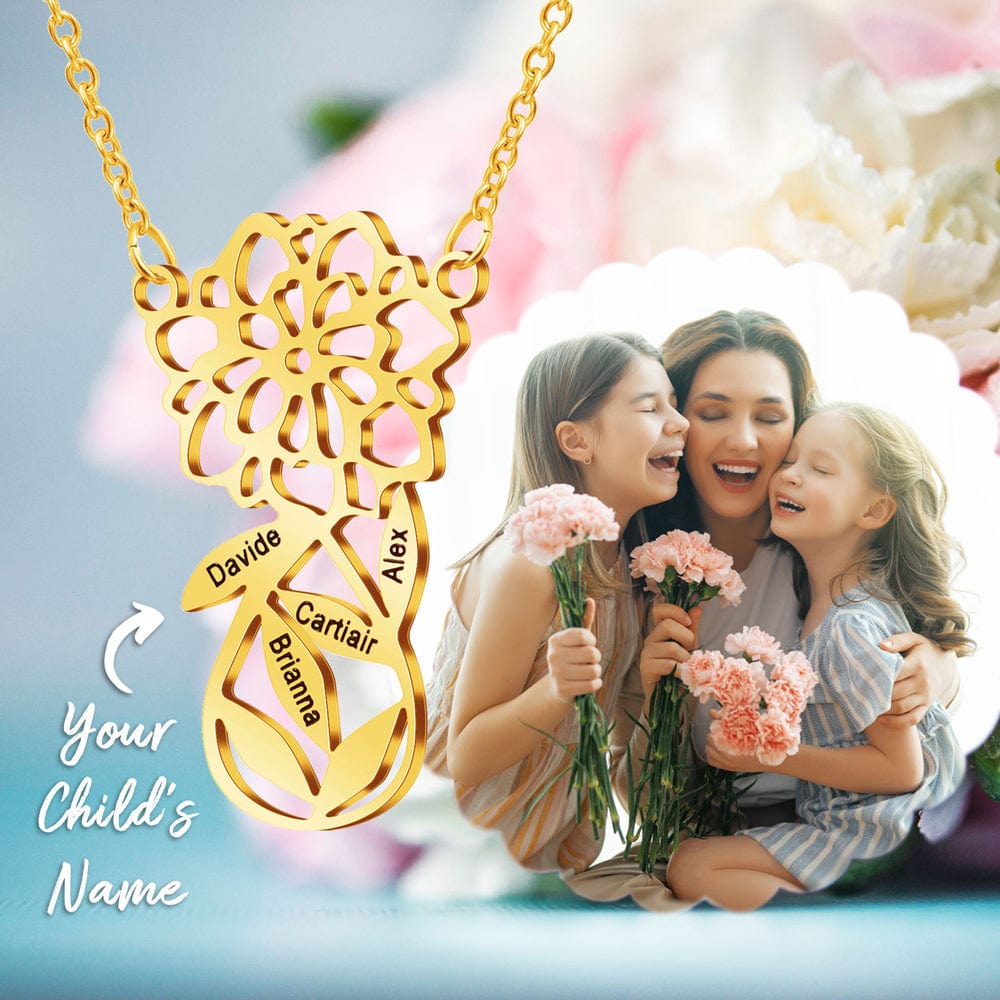 Mother's Day Gift Carnation Custom Name Necklace Quillingx