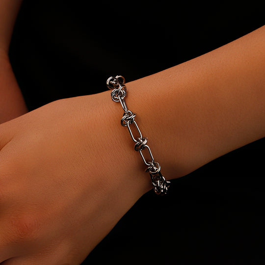 Twist Thorns Barbed Wire Knot Link Chain Bracelet