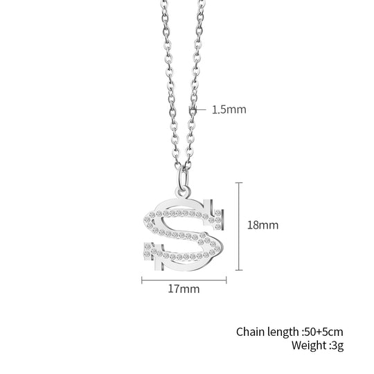 CZ Diamonds Inlaid Initial Necklace