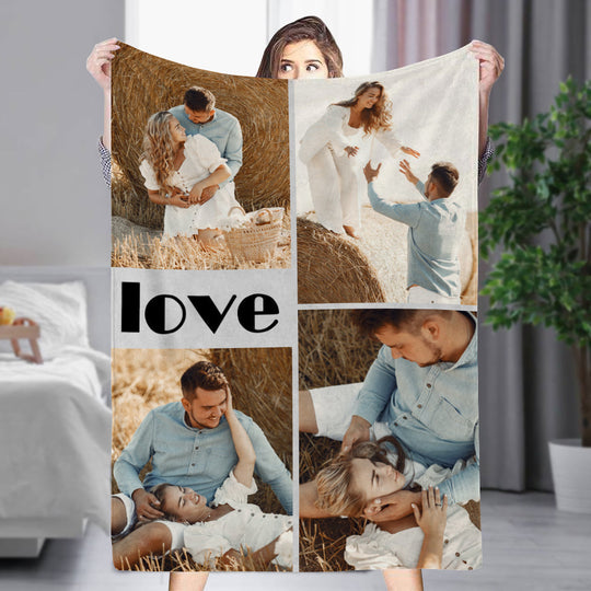 Christmas Gift Personalized 4 Photos Blankets