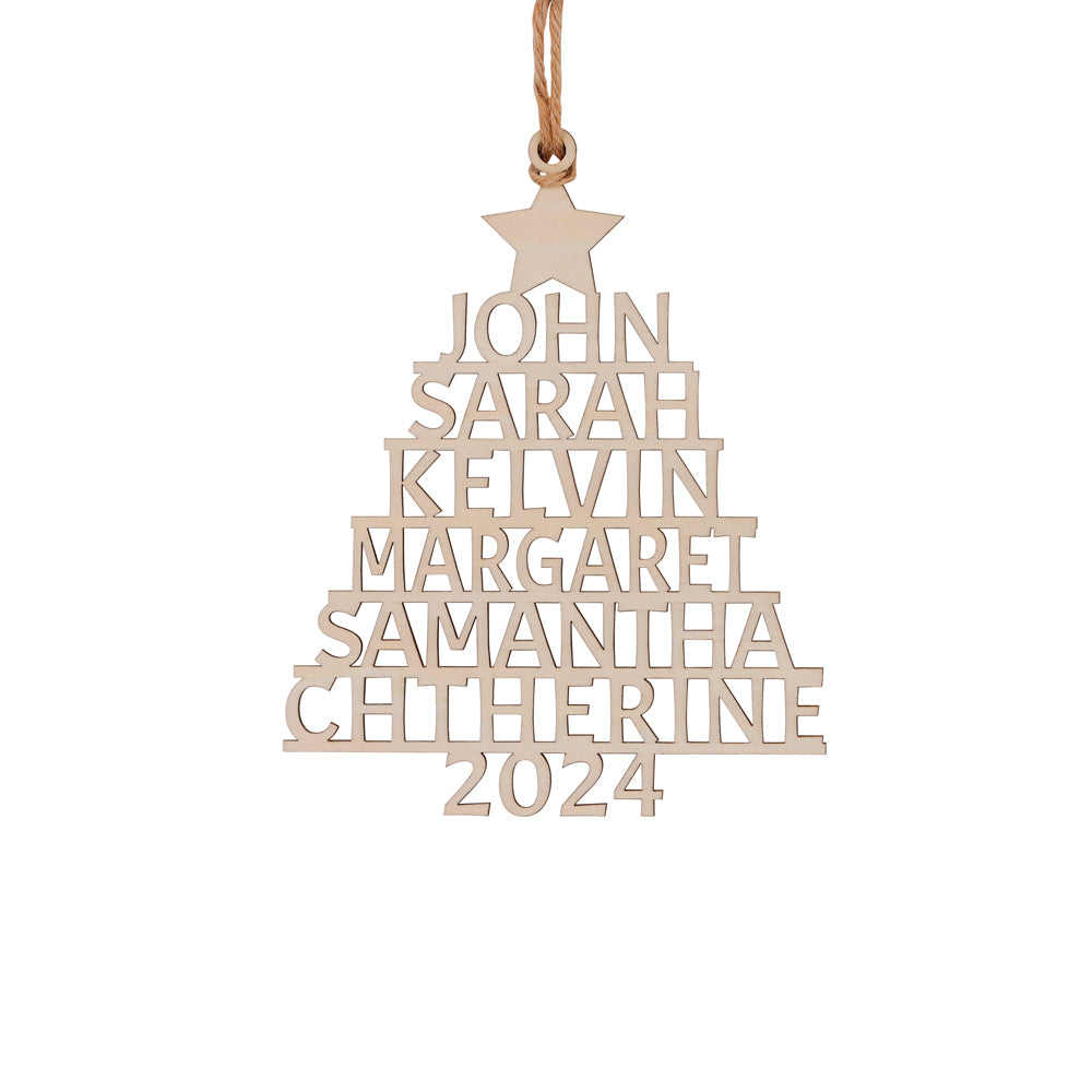 Personalized Family Name Ornament Wooden Christmas Tree Ornament