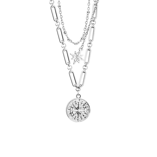 Layered Necklace With Eight awn star pendant