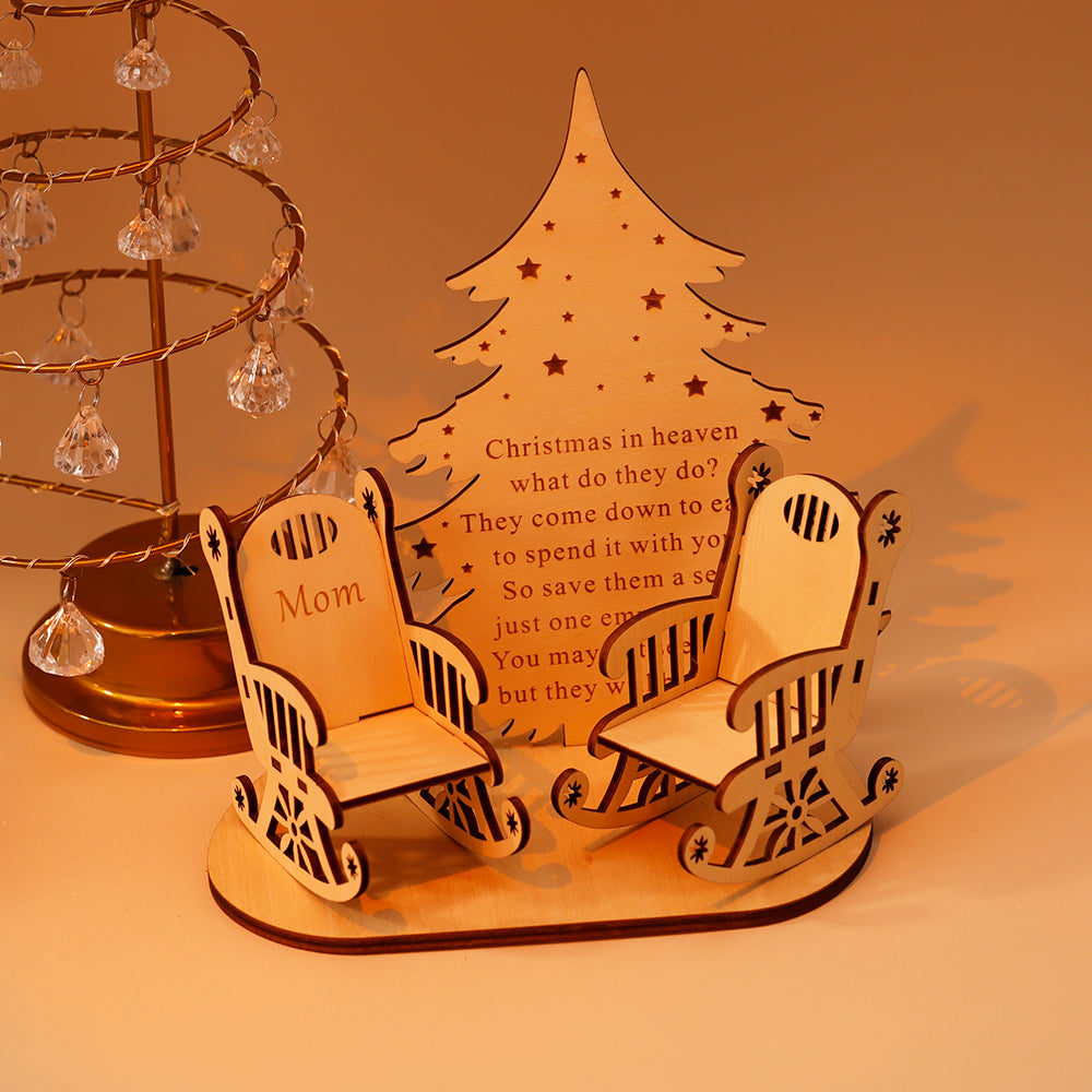 Merry Christmas in Heaven Memory Tealight Candlestick Holders Wooden Decoration for lost loved ones