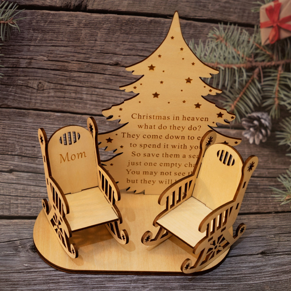 Merry Christmas in Heaven Memory Tealight Candlestick Holders Wooden Decoration for lost loved ones