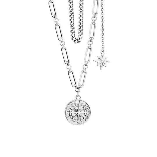 Layered Necklace With Eight awn star pendant