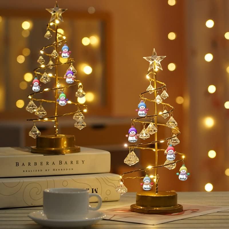 Personalized Name Acrylic Snowmen Christmas Tree Light