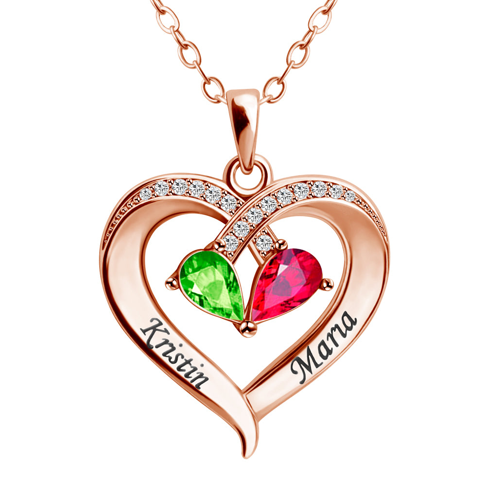 Christmas/Valentine's Day/Anniversary Gift Forever Love Birthstone & Diamond Heart Necklace