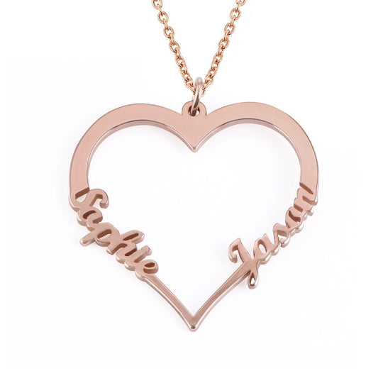 Heart Pendant Necklace with Two Names