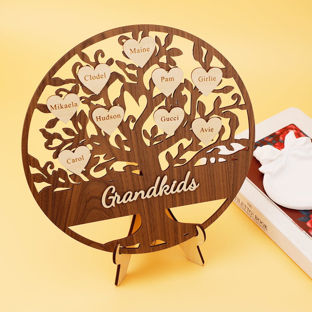 Personalized Wooden Gift Grandkids Sign Family Tree