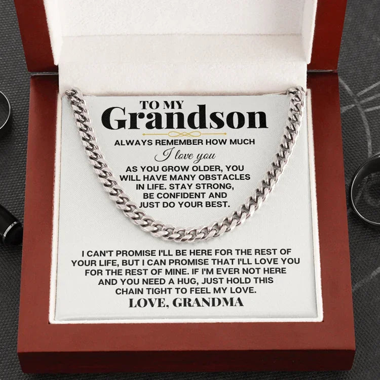 To My Grandson Love, Grandma Cuban Chain Necklace