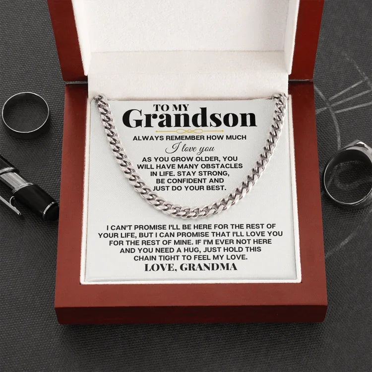 To My Grandson Love, Grandma Cuban Chain Necklace