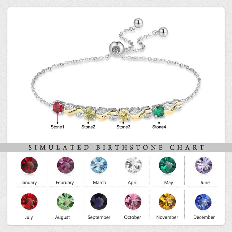 Mother's Day Gift Custom Infinity Bracelet with Birthstones Personalized Family Bracelet