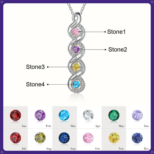 Christmas Gift Personalized Mother Necklace with Birthstones