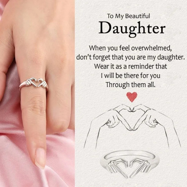 To My Daughter From Dad S925 Ring I will be there for you Heart Gesture Ring