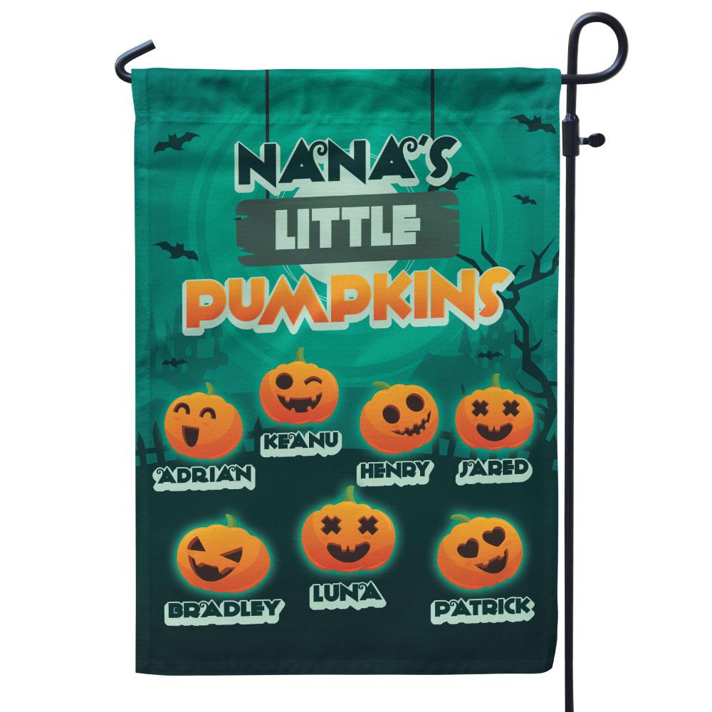 Personalized Halloween Garden Flag Custom 6 Names Flag "Grandma's Little Pumpkins"