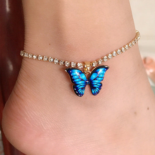 Butterfly Tennis Anklet Summer Beach Party Jewelry for Women Girls