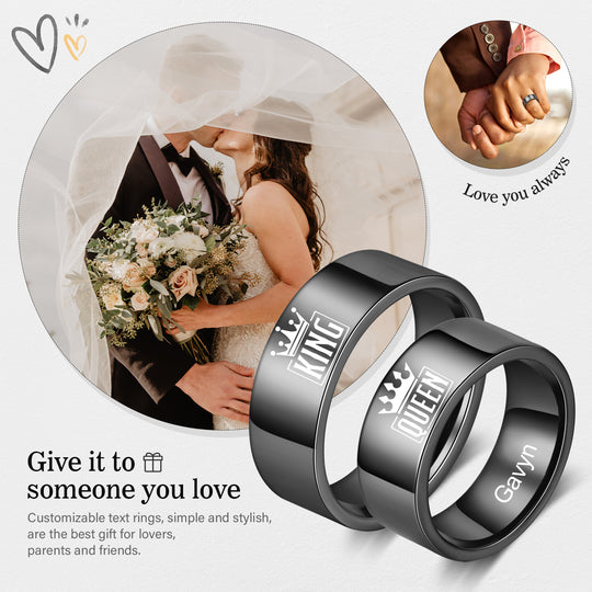 Valentines Day Gifts King & Queen Couple Ring Personalized Matching Rings Gift for Couple