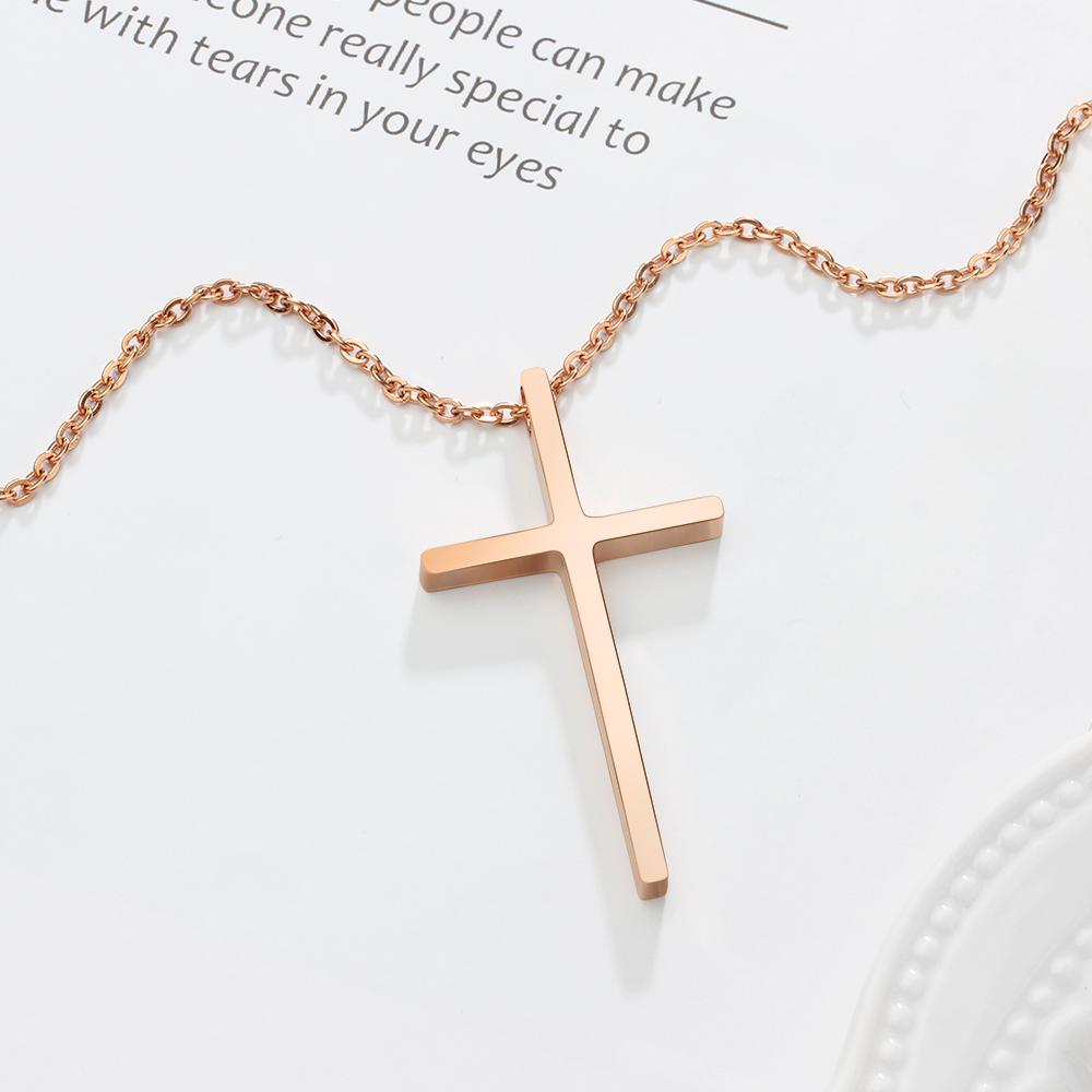 Cross Pendant Necklace For Women Men Engraved Name Personalized Necklace