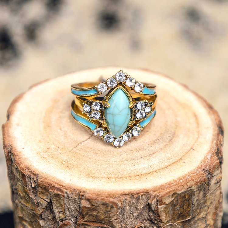 Turquoise Rings Turquoise jewelry Creative 3 Pieces Green turquoise engagement rings
