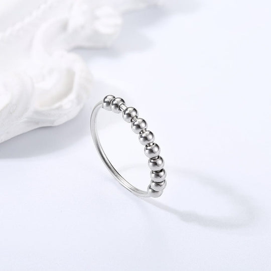 10 Bead Anxiety Ring Prevent Nail Biting Stainless Steel / Silver / 5 Rings customforher