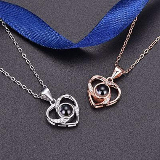 100 Languages I Love You Clavicle Chain Heart Shape Pendant Necklace Necklace MelodyNecklace