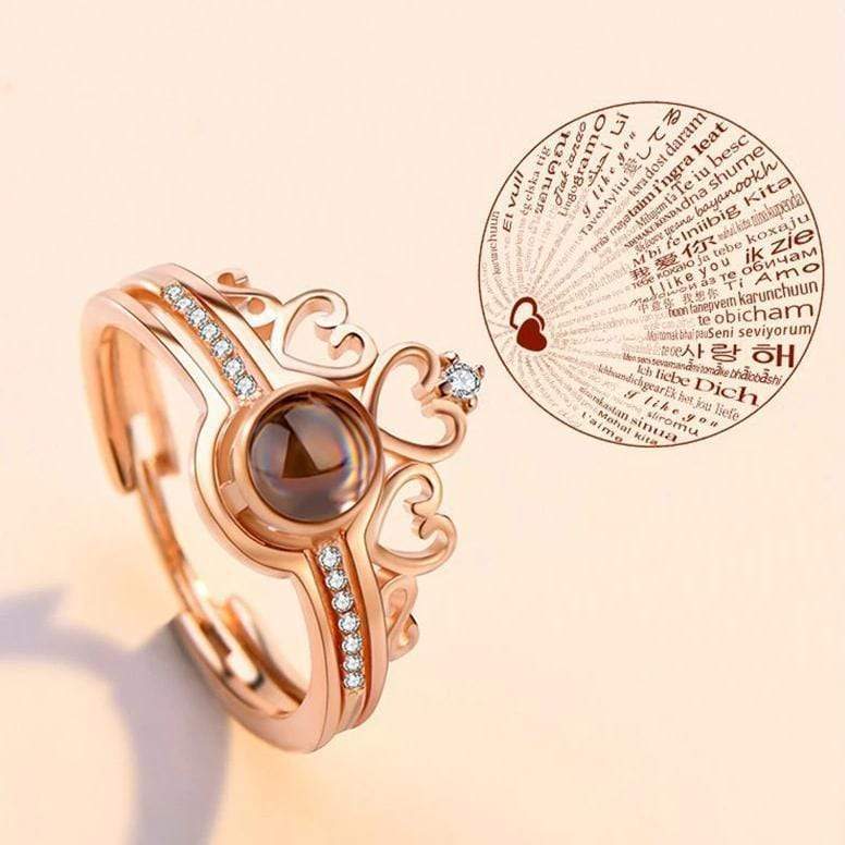 "100 Languages"I Love You Ring Rose Gold Ring MelodyNecklace