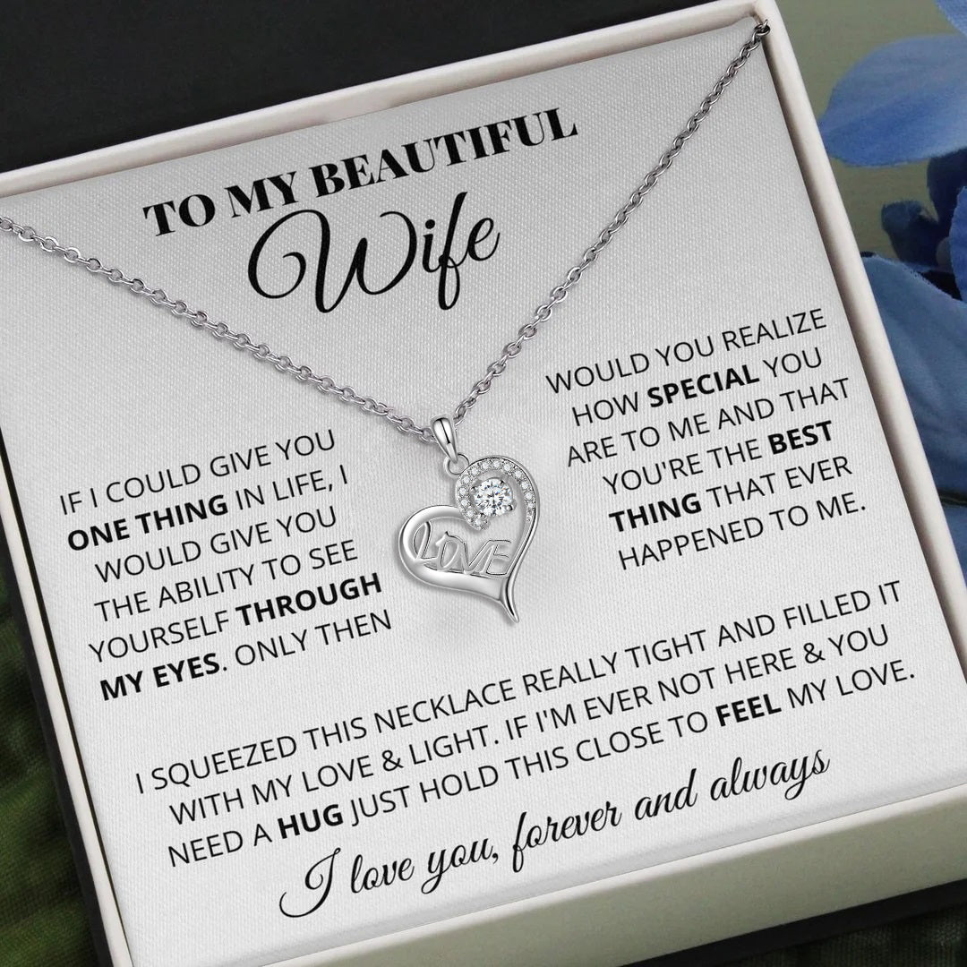 To My Beautiful Wife LOVE Necklace Romantic Gift Set for Her