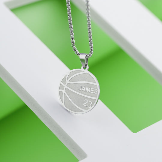 Father's Day Gift  Personalized basketball Necklace-Believe In Yourself, Forever Partner