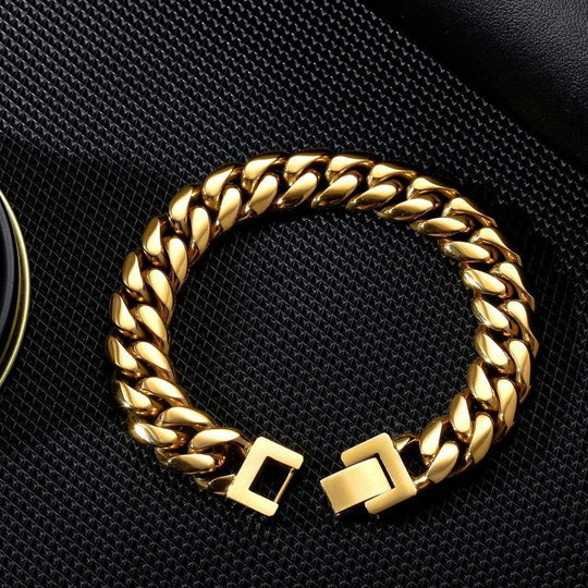 12mm Miami Cuban Bracelet - 18k Gold & White Gold Bracelet For Man MelodyNecklace