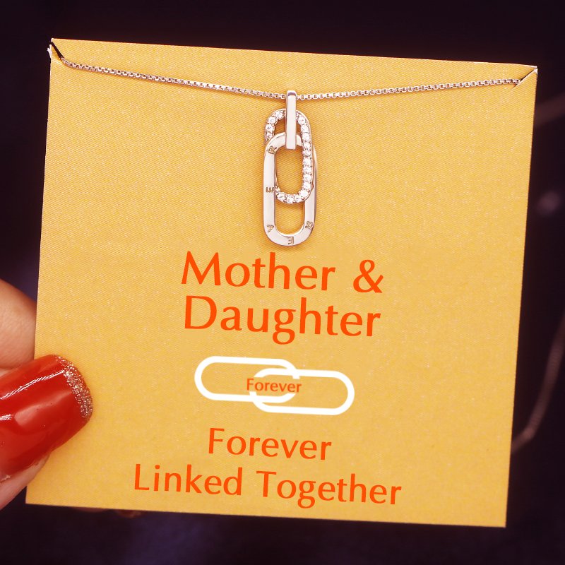 Mother & Daughter Forever Linked Together Necklace in Silver