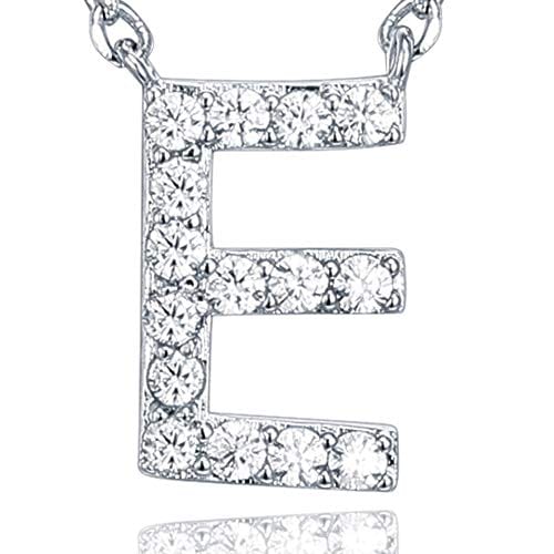 14K White Gold Plated Cubic Zirconia Initial Necklace E Initial Necklace MelodyNecklace