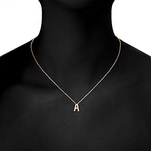 14K Yellow Gold Plated Cubic Zirconia Initial Letter Necklace Initial Necklace MelodyNecklace