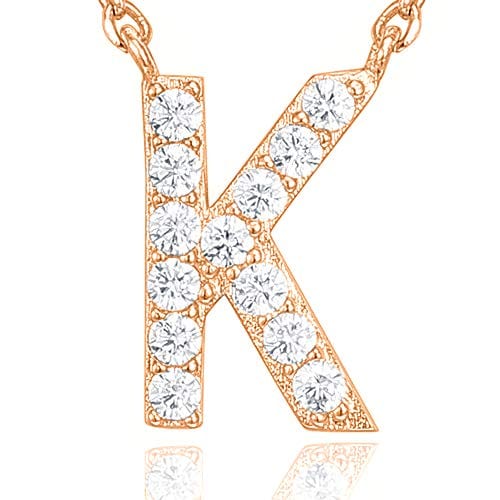 14K Yellow Gold Plated Cubic Zirconia Initial Letter Necklace K / yellow gold plated Initial Necklace MelodyNecklace