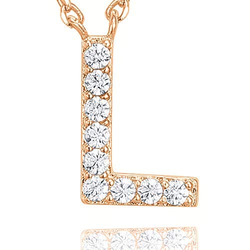 14K Yellow Gold Plated Cubic Zirconia Initial Letter Necklace L / yellow gold plated Initial Necklace MelodyNecklace