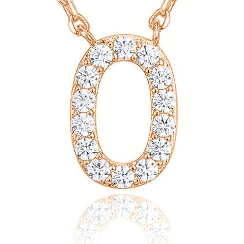 14K Yellow Gold Plated Cubic Zirconia Initial Letter Necklace O / yellow gold plated Initial Necklace MelodyNecklace