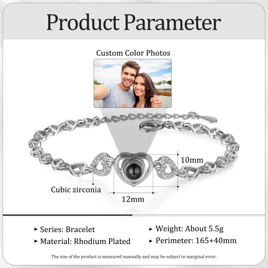 Heart Chain Projection Bracelet Personalized Hidden Photo Bracelet Creative Gift for Her