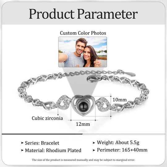 Heart Chain Projection Bracelet Personalized Photo Bracelet Creative Gift for Her