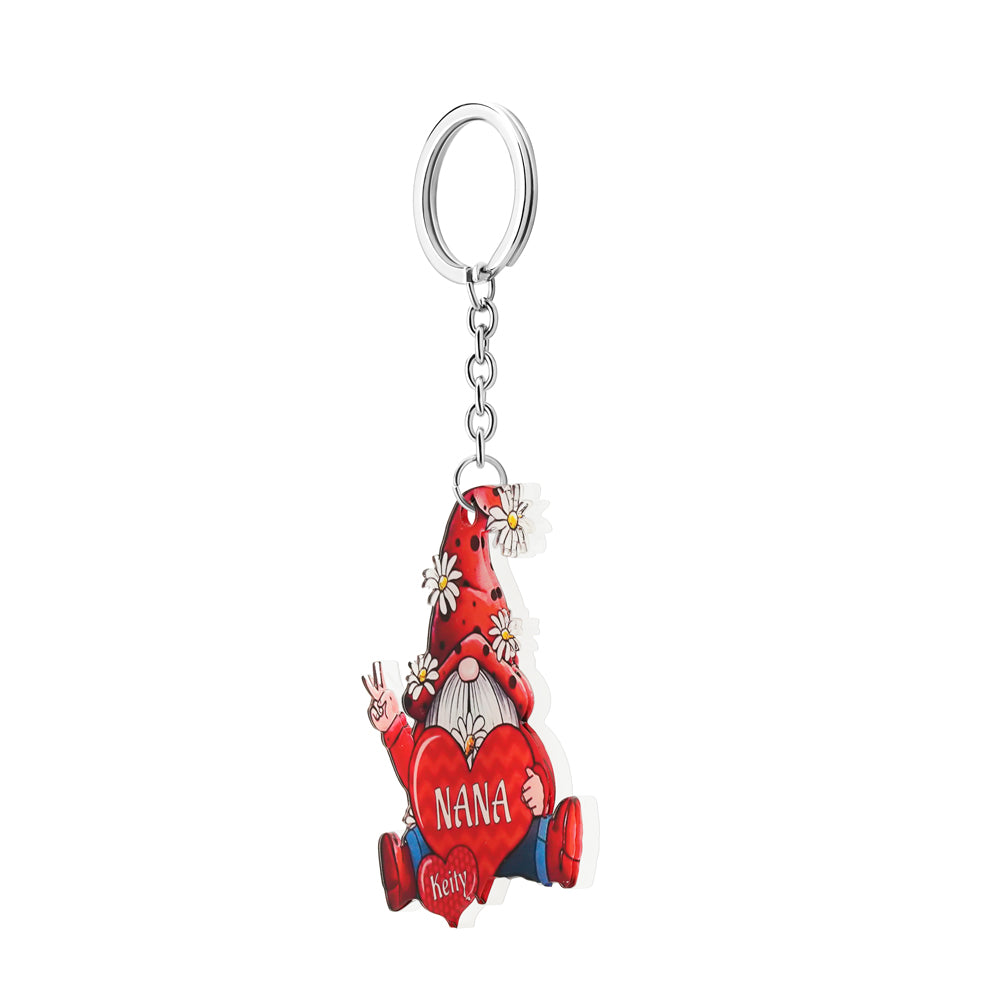 Gnomes With Personalized Hearts Flat Acrylic Keychain
