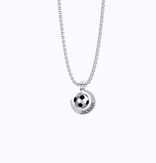 Rising Star Soccer Foot ball Birthstone Name Necklace For Children
