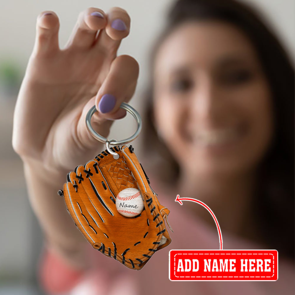 Personalized Baseball Gloves Acrylic Keychain For Baseball Lovers