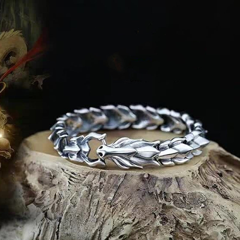 Mens Silver Dragon Bracelet