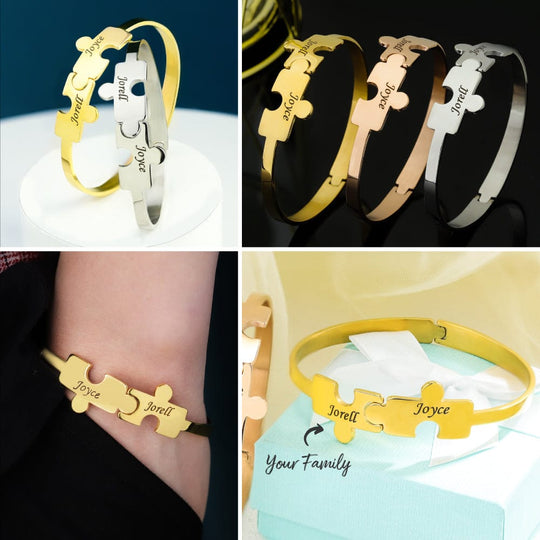 2 Puzzle bracelet-adjustable size Dainty Jigsaw Chain Bracelet Bracelet For Woman MelodyNecklace