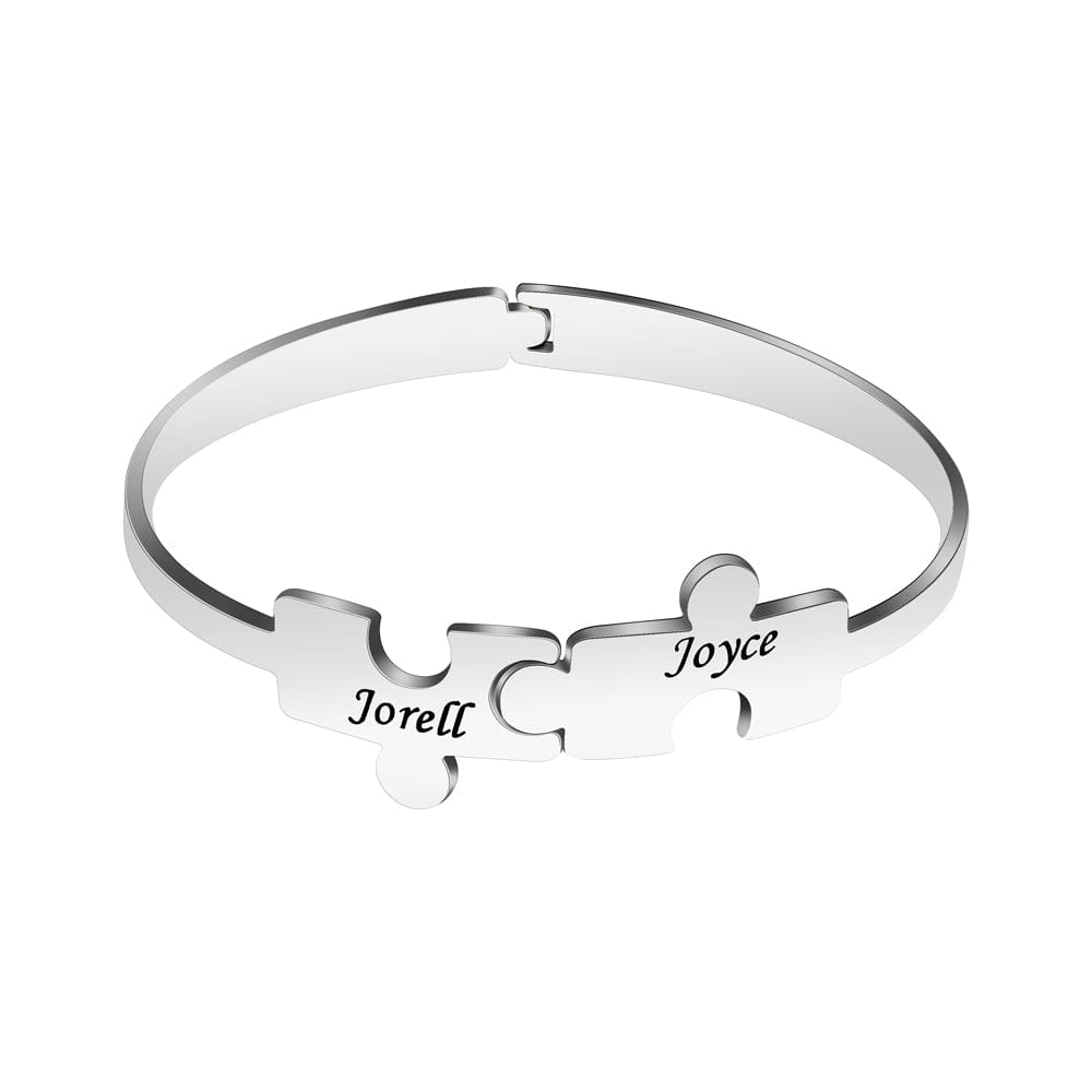 2 Puzzle bracelet-adjustable size Dainty Jigsaw Chain Bracelet Silver Bracelet For Woman MelodyNecklace