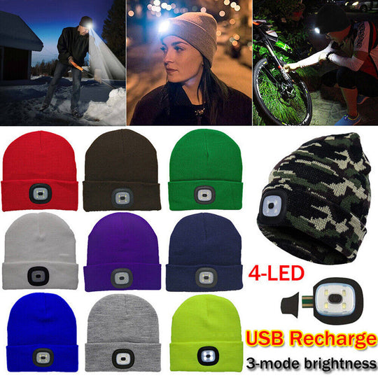 Rechargeable Winter LED Beanie Light - tree - Codlins