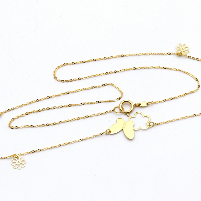 Gold Butterfly Necklace With Flower Chain Choker Butterfly Jewelry