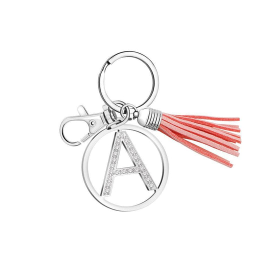 26 Letters Tassel Keychain With Crystals A Keychain MelodyNecklace